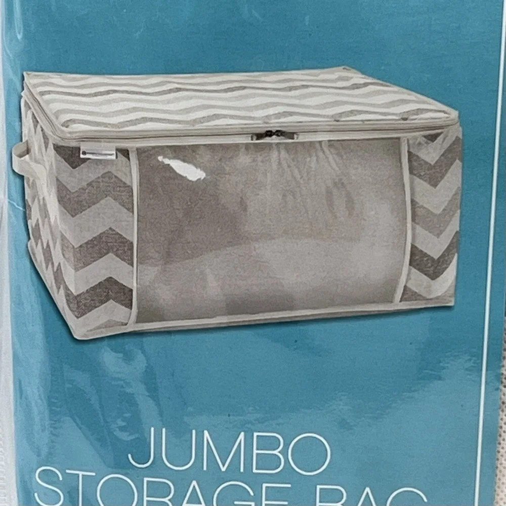 Jumbo Storage Bag Zippered Dust Proof Chevron Tan Taupe New Dorm Closet